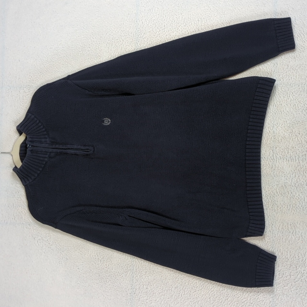 Chaps Men's Navy Blue Thick Knit Half Zip Pullover Sweater Size L